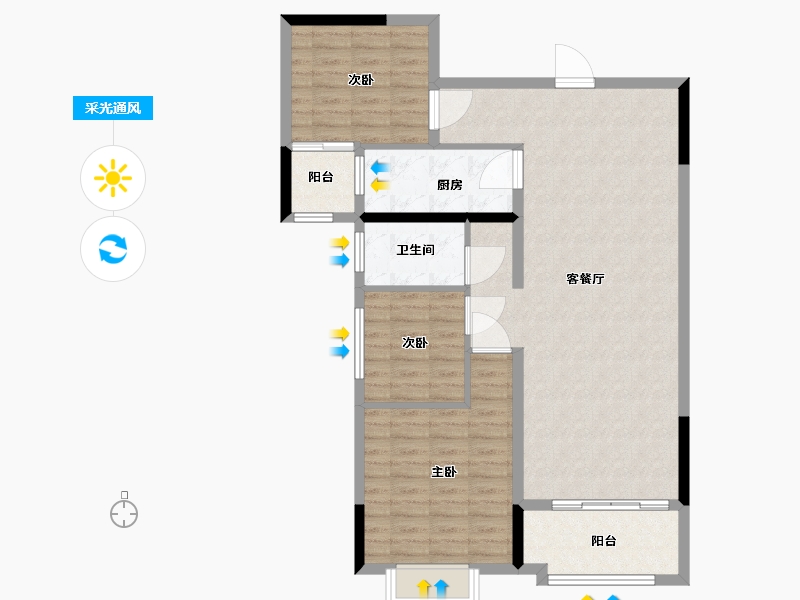 河南省-南阳市-长安福邸-96.81-户型库-采光通风