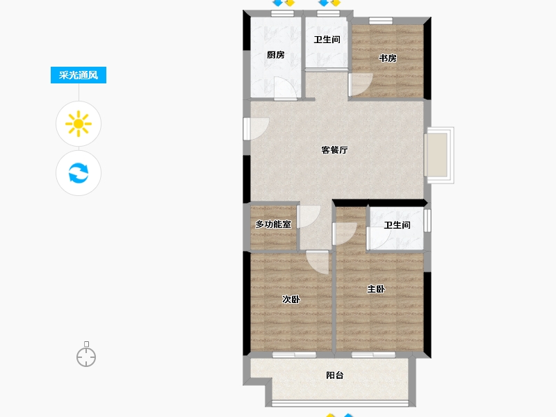 浙江省-宁波市-河山悦府-84.00-户型库-采光通风