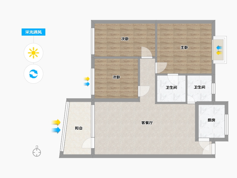 广东省-广州市-富华大厦-107.57-户型库-采光通风