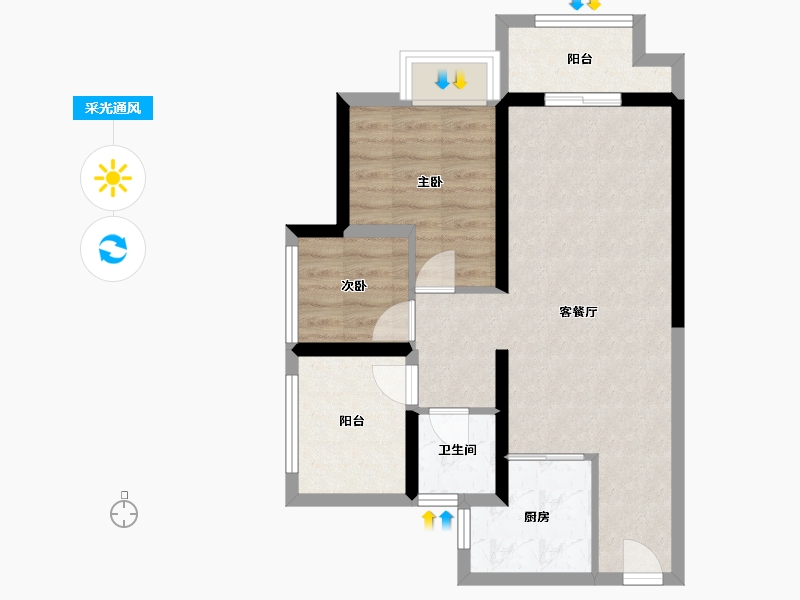 广东省-中山市-锦绣海湾城-60.60-户型库-采光通风