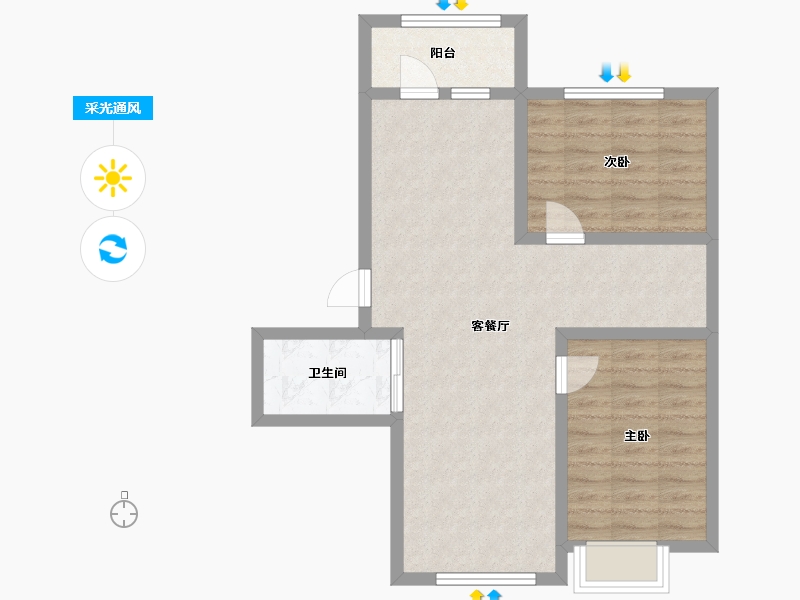 山东省-烟台市-金晖水清木华-68.42-户型库-采光通风