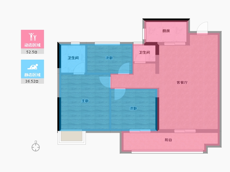 福建省-泉州市-翰文府-80.00-户型库-动静分区