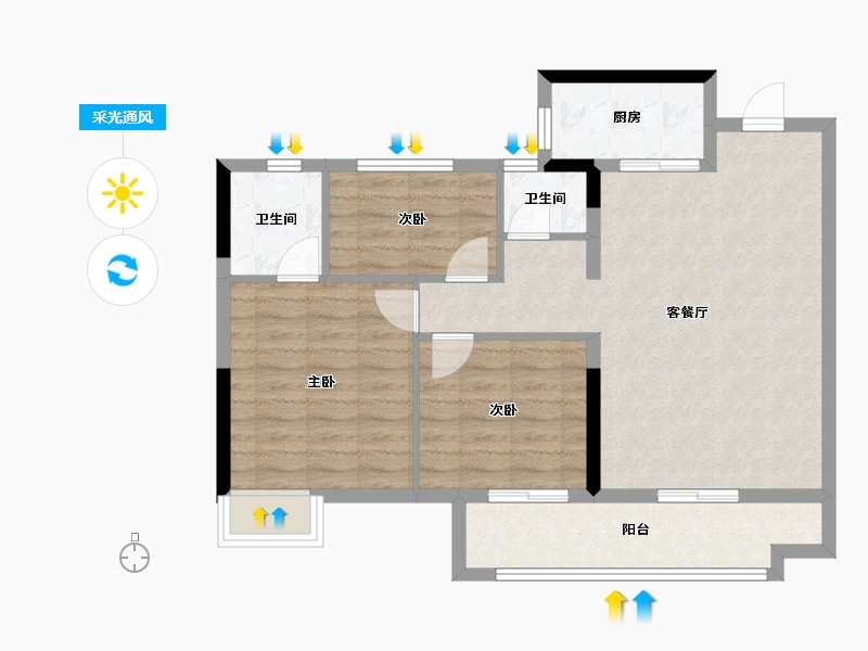 福建省-泉州市-翰文府-80.00-户型库-采光通风