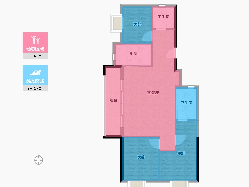 陕西省-西安市-华润置地港悦城-79.99-户型库-动静分区