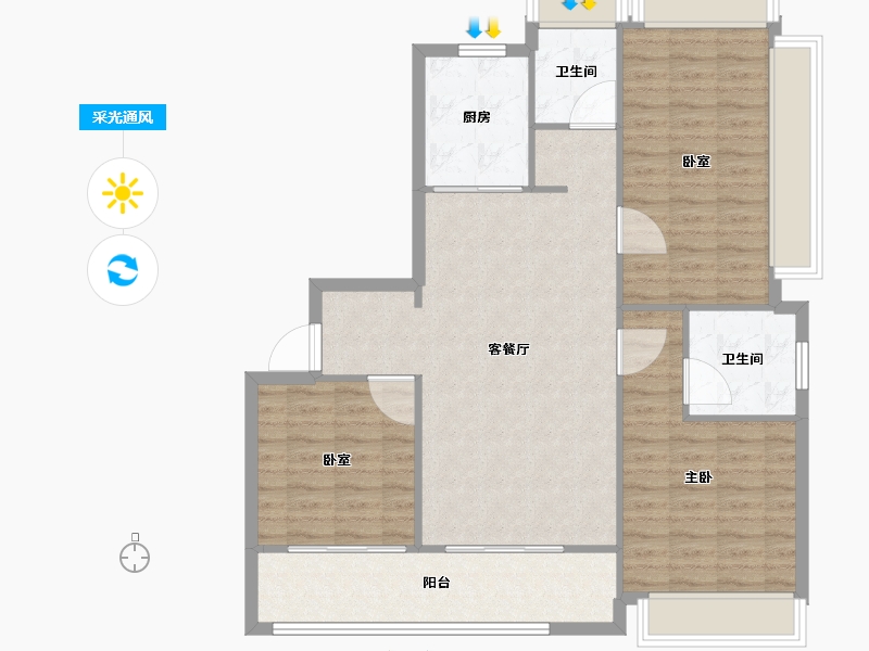 江苏省-南京市-建发缦云-100.00-户型库-采光通风