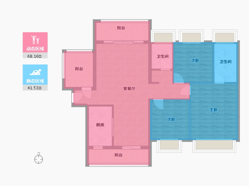 广东省-中山市-纪元花园-98.40-户型库-动静分区