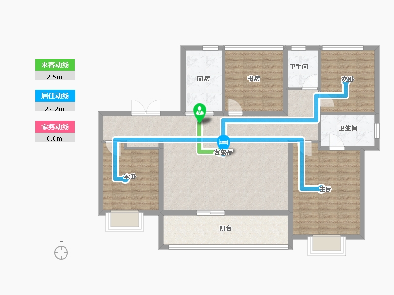 陕西省-西安市-山水华府-108.00-户型库-动静线