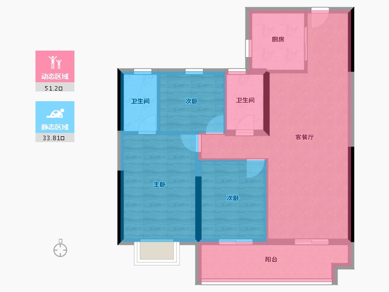 江苏省-镇江市-碧桂园凤凰城-76.00-户型库-动静分区