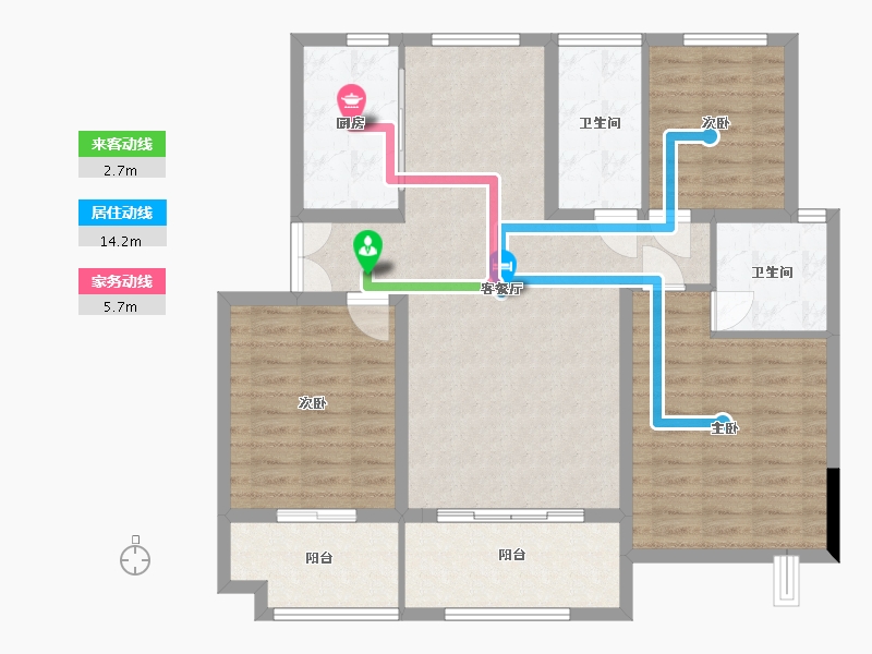 江苏省-扬州市-华宇尚文苑-103.00-户型库-动静线