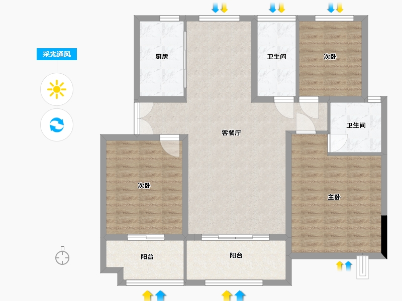 江苏省-扬州市-华宇尚文苑-103.00-户型库-采光通风