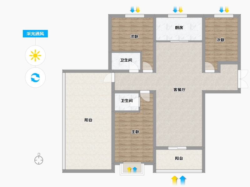 陕西省-商洛市-柳林春晓-130.78-户型库-采光通风