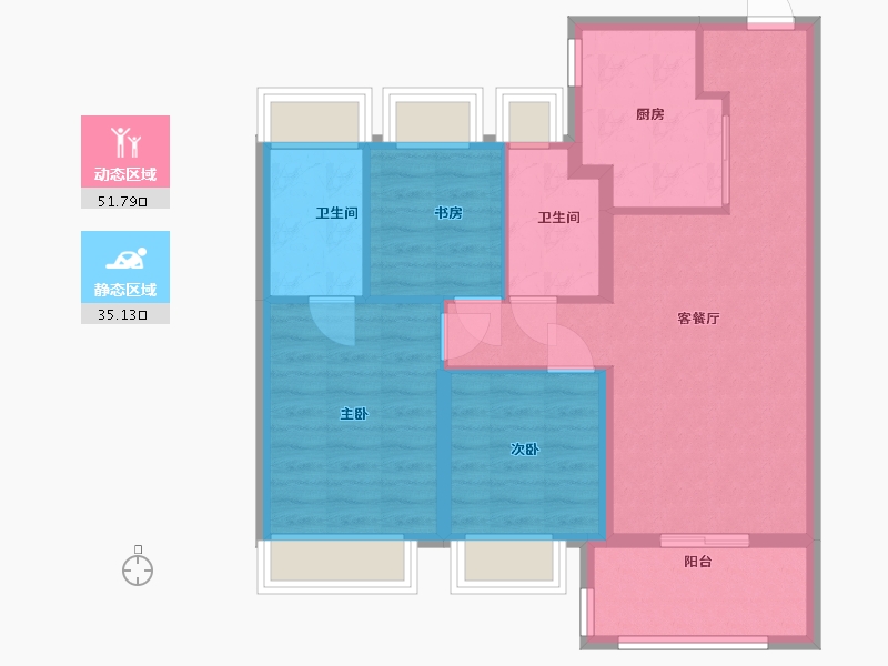 上海-上海市-雍汇庭-77.60-户型库-动静分区