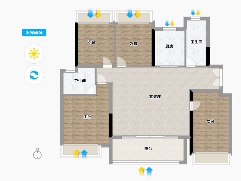 江苏省-苏州市-建发·朗云-114.40-户型库-采光通风