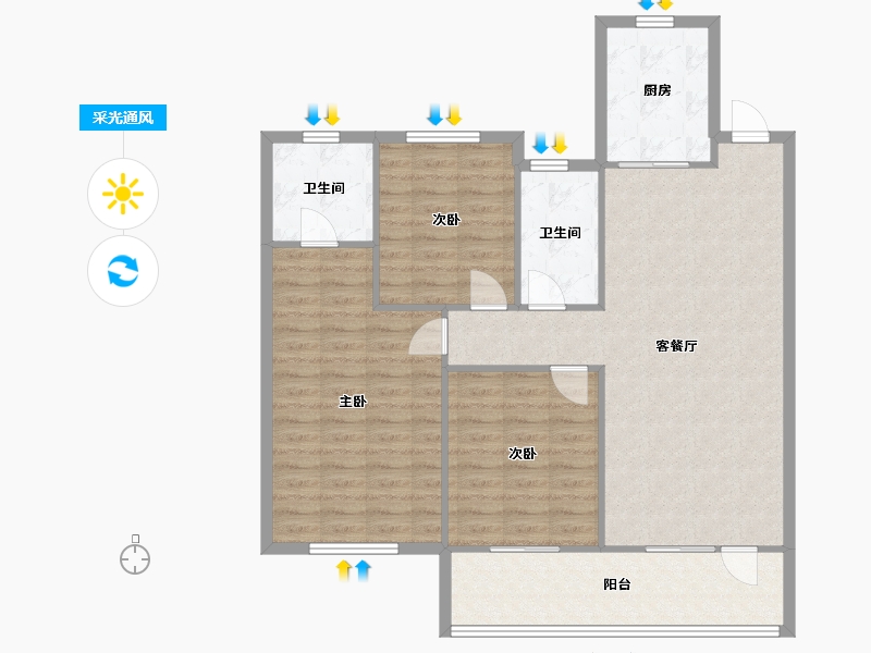 山东省-济宁市-金色兰亭香堤公园里-103.00-户型库-采光通风