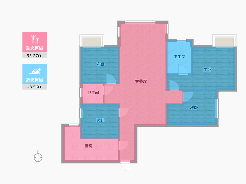 广东省-佛山市-伟业华誉豪庭-107.32-户型库-动静分区