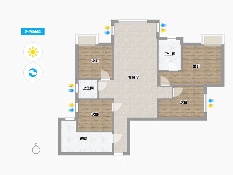 广东省-佛山市-伟业华誉豪庭-107.32-户型库-采光通风