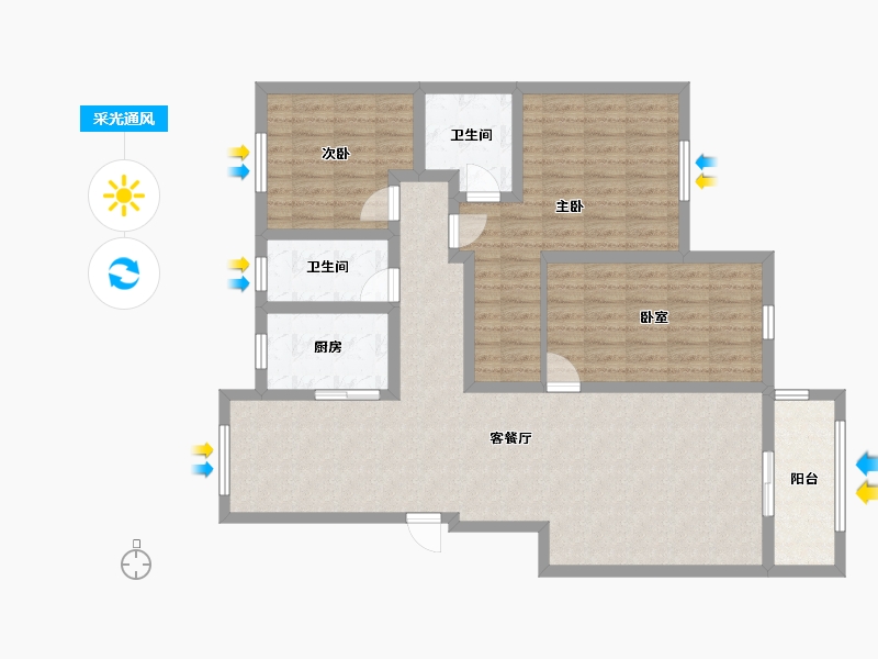 山东省-青岛市-山水太和月光-112.00-户型库-采光通风