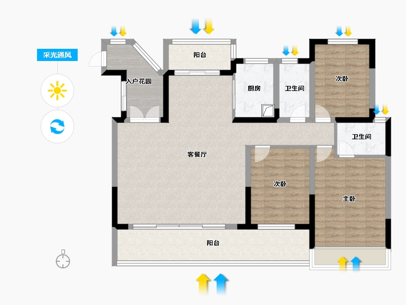 河南省-周口市-亿安新筑-110.40-户型库-采光通风