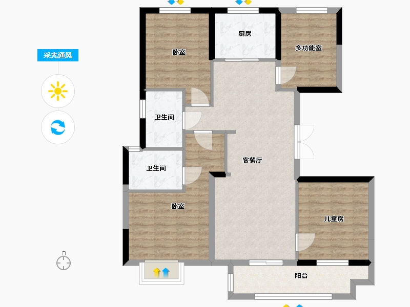 湖北省-武汉市-北辰优+-102.18-户型库-采光通风