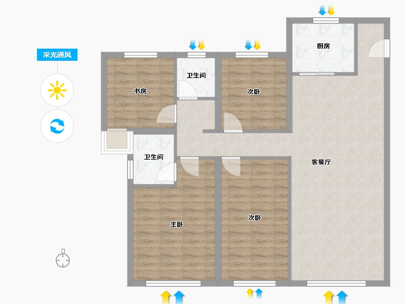 甘肃省-兰州市-中海寰宇天下-104.96-户型库-采光通风