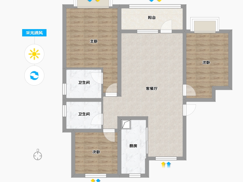 河北省-邯郸市-金凤壹号-92.34-户型库-采光通风