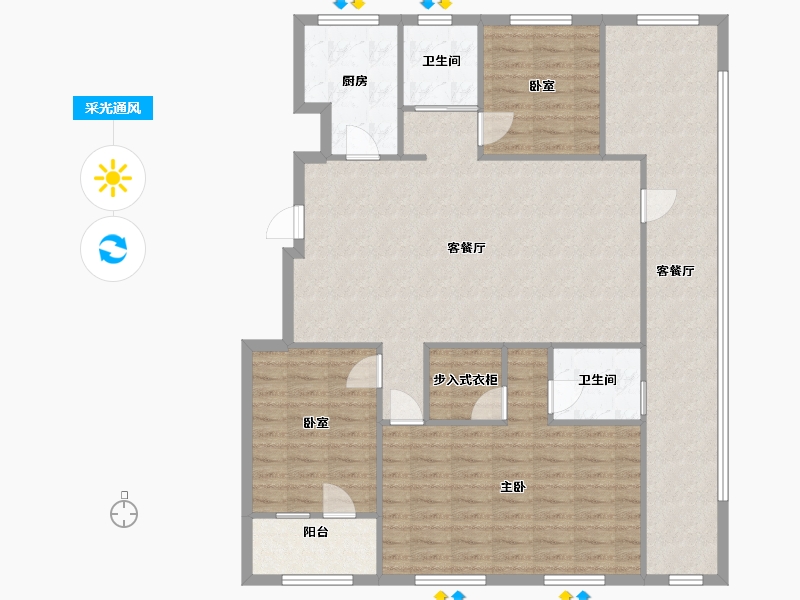 山东省-青岛市-卡地亚祥园-104.58-户型库-采光通风