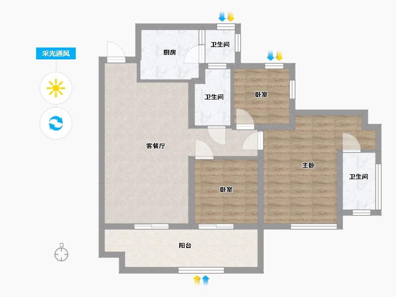 四川省-宜宾市-邦泰樾府-71.20-户型库-采光通风