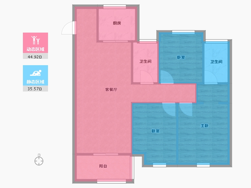 江苏省-徐州市-珑湾花苑一期-74.50-户型库-动静分区