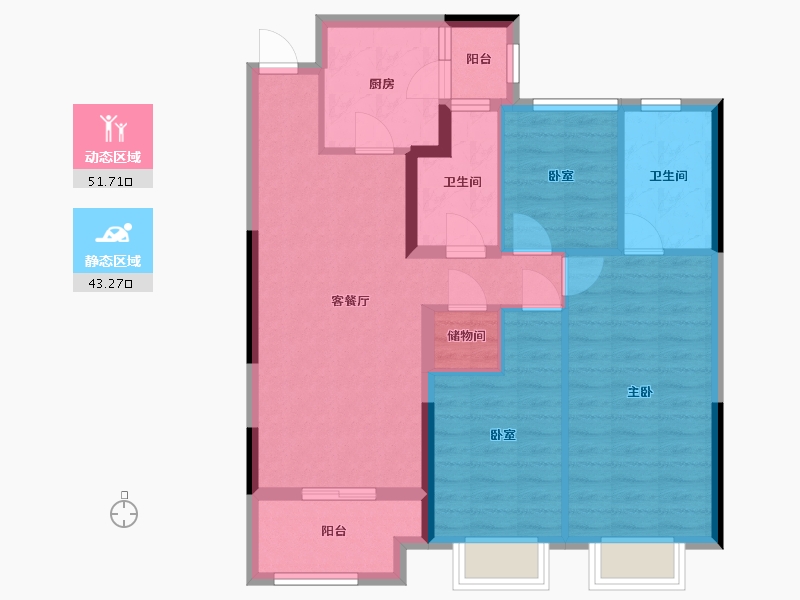 山西省-朔州市-华府-104.80-户型库-动静分区