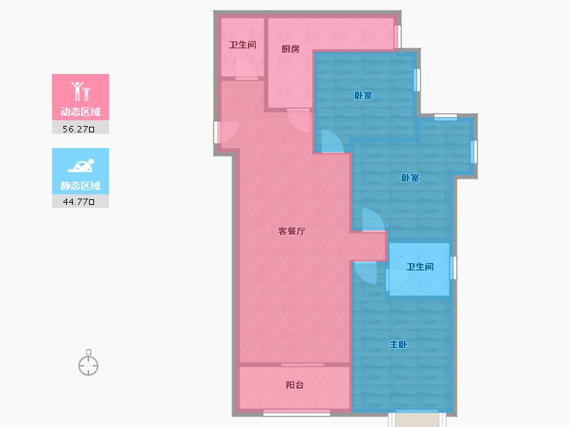 陕西省-西安市-华城泊郡-85.96-户型库-动静分区