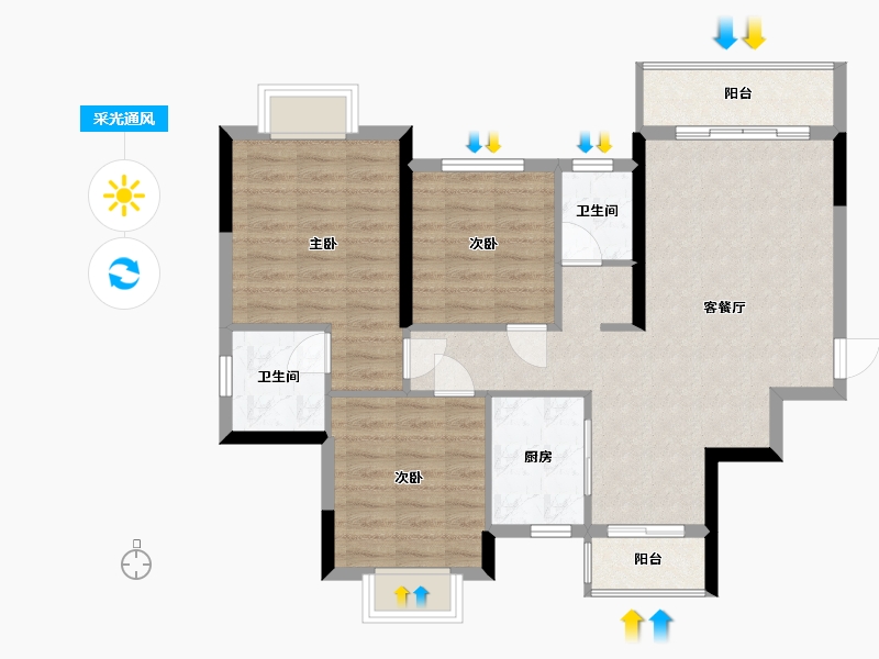 广西壮族自治区-北海市-国际新城-92.80-户型库-采光通风