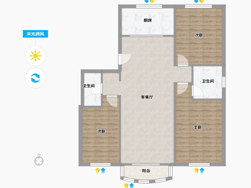 河北省-石家庄市-银都花园-103.98-户型库-采光通风