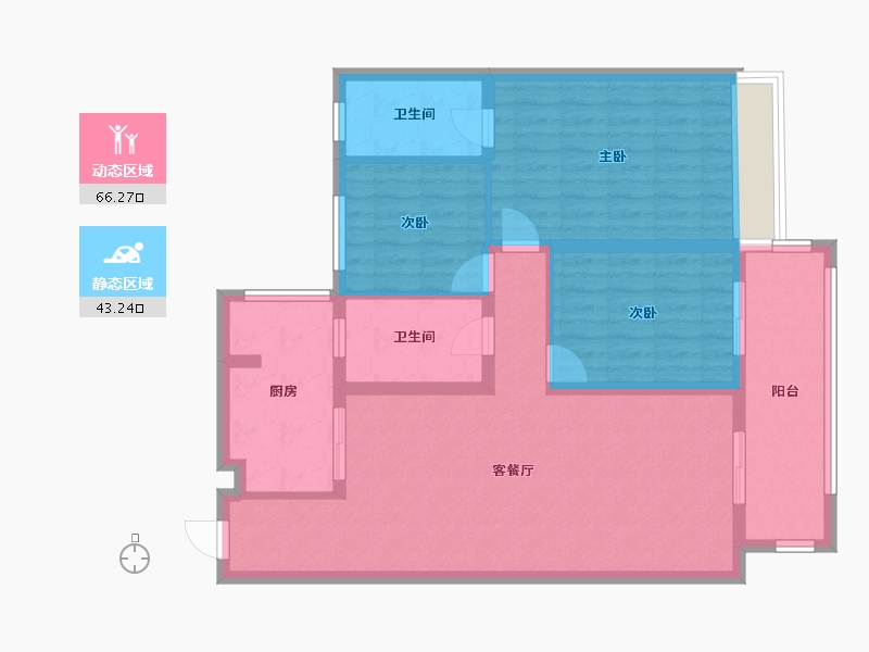 江苏省-镇江市-碧桂园滨江华府-106.40-户型库-动静分区