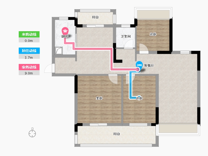 湖北省-潜江市-潜江当代满庭春-100.03-户型库-动静线