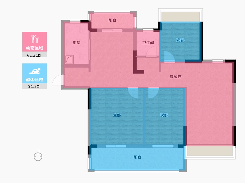 湖北省-潜江市-潜江当代满庭春-100.03-户型库-动静分区