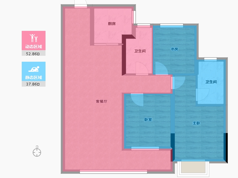 浙江省-嘉兴市-绿城·锦玉园-80.65-户型库-动静分区