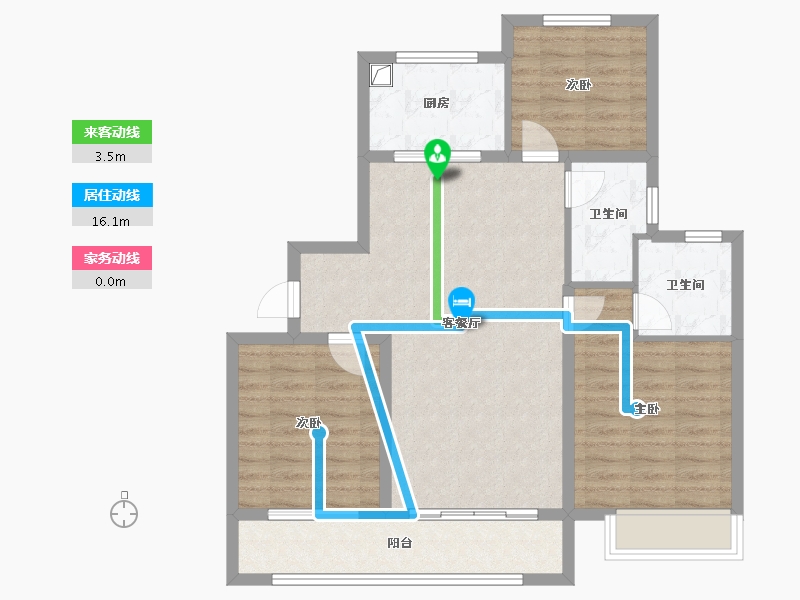 河北省-衡水市-天正·山河玺院-85.61-户型库-动静线