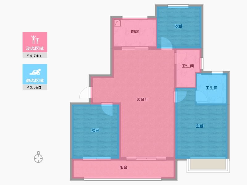 河北省-衡水市-天正·山河玺院-85.61-户型库-动静分区