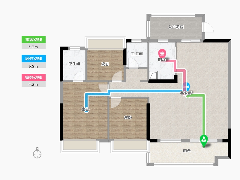 湖北省-潜江市-潜江当代满庭春-108.00-户型库-动静线