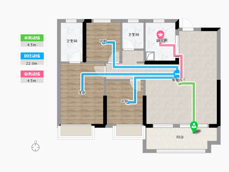 湖北省-潜江市-潜江当代满庭春-82.23-户型库-动静线