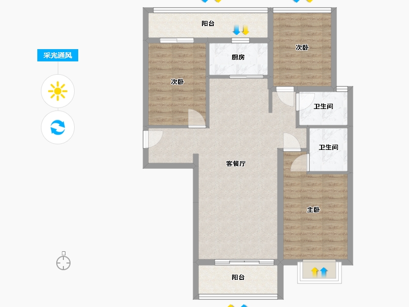 山西省-临汾市-锦悦府-92.82-户型库-采光通风