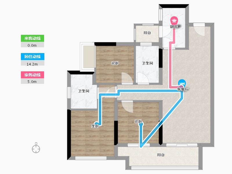 四川省-乐山市-美的珺御府-75.98-户型库-动静线