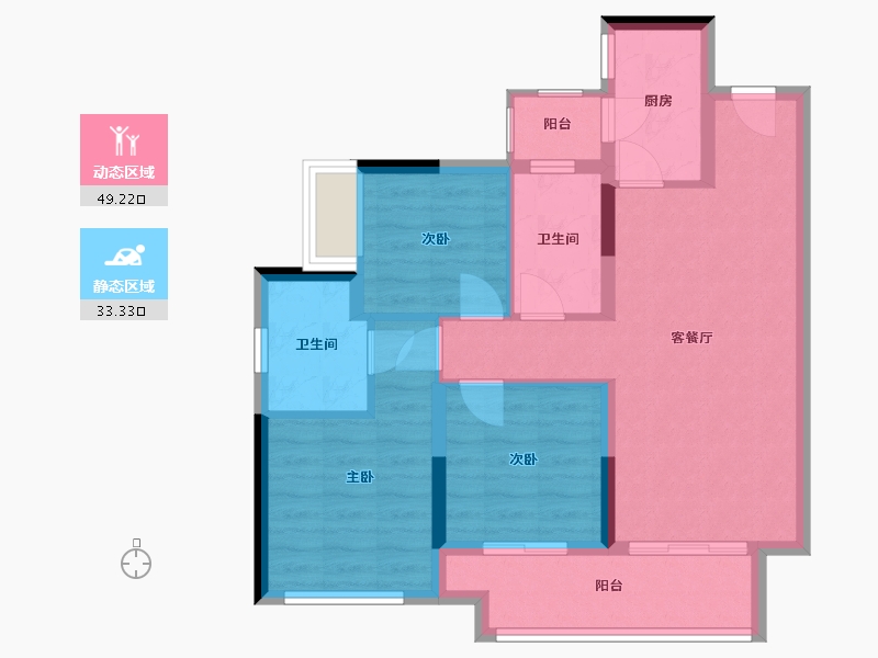 四川省-乐山市-美的珺御府-75.98-户型库-动静分区