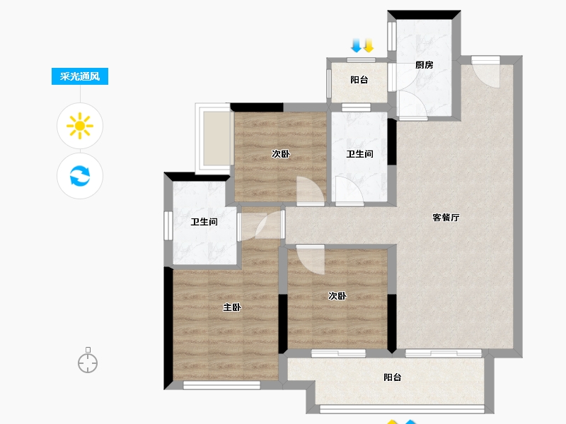 四川省-乐山市-美的珺御府-75.98-户型库-采光通风