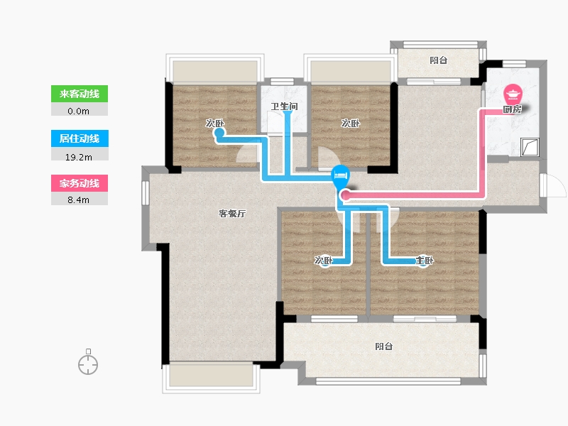 湖北省-潜江市-潜江当代满庭春-110.40-户型库-动静线