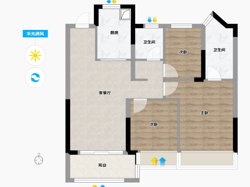 江苏省-南京市-美都·星屿熹-71.04-户型库-采光通风