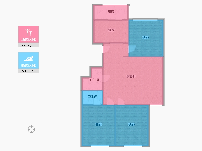 陕西省-西安市-丽融大厦-B座-116.53-户型库-动静分区