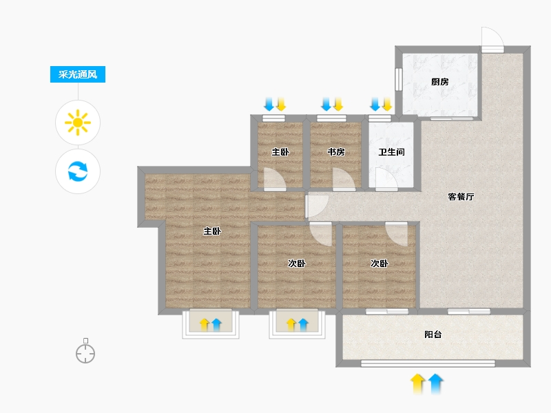 广东省-佛山市-华侨城·天鹅堡二期-93.33-户型库-采光通风