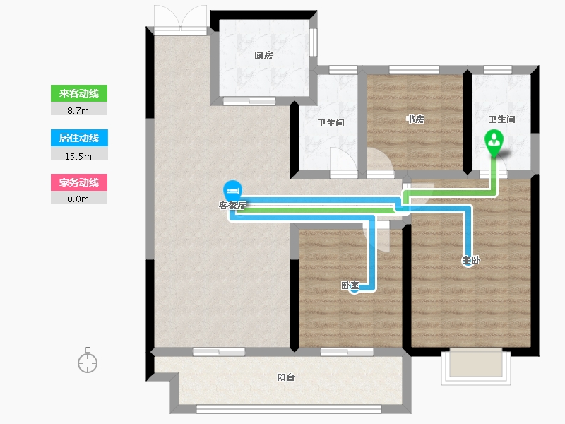 陕西省-西安市-富惠∙鹿鸣湾-94.40-户型库-动静线