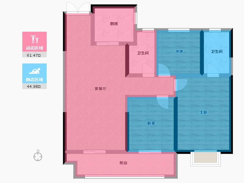 陕西省-西安市-富惠∙鹿鸣湾-94.40-户型库-动静分区